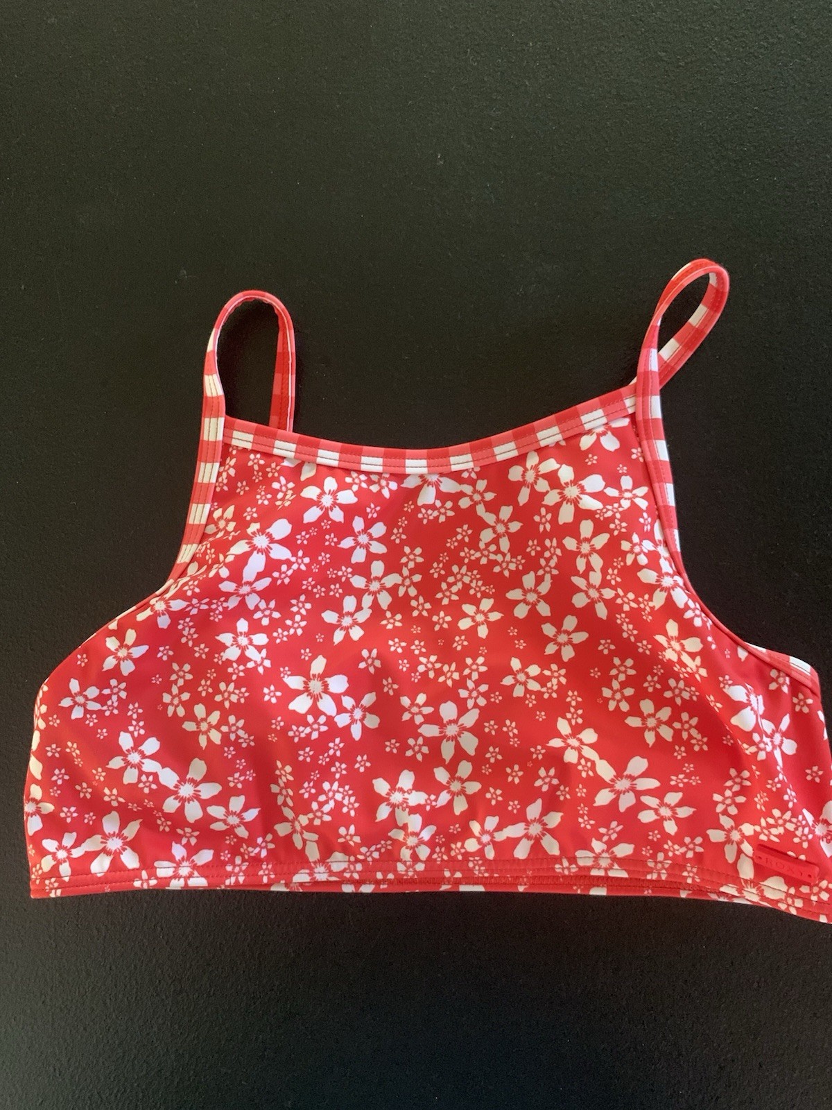 Roxy Red/White Floral Bralette Bikini Swim Top Spaghetti Straps Teens S