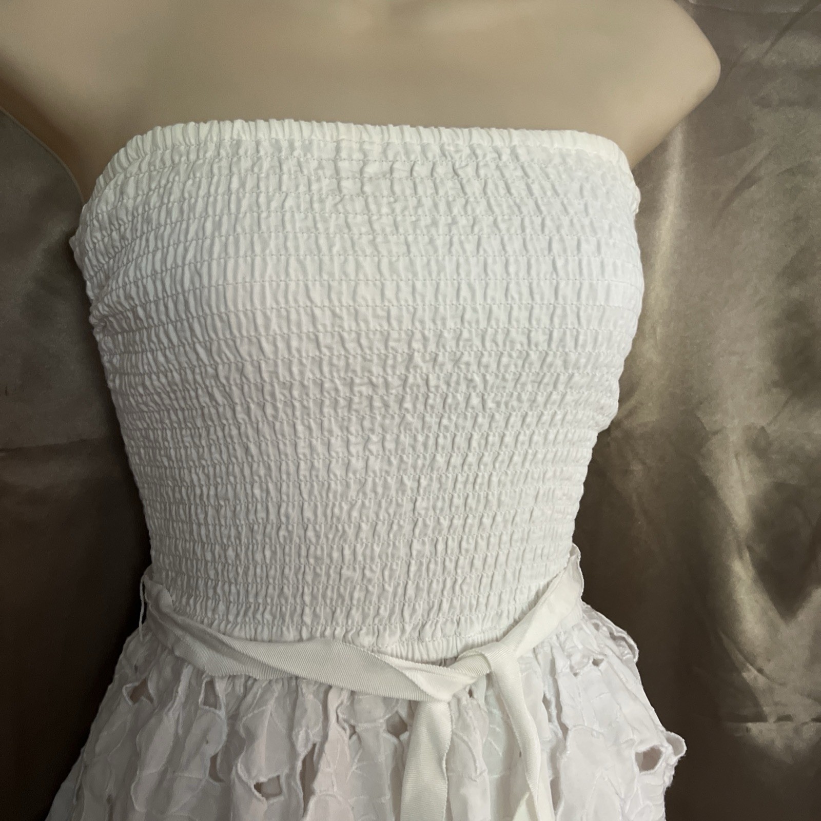 Hollister Y2K 100% Cotton XS White Tube Stretch Layered Dress VTG Vintage