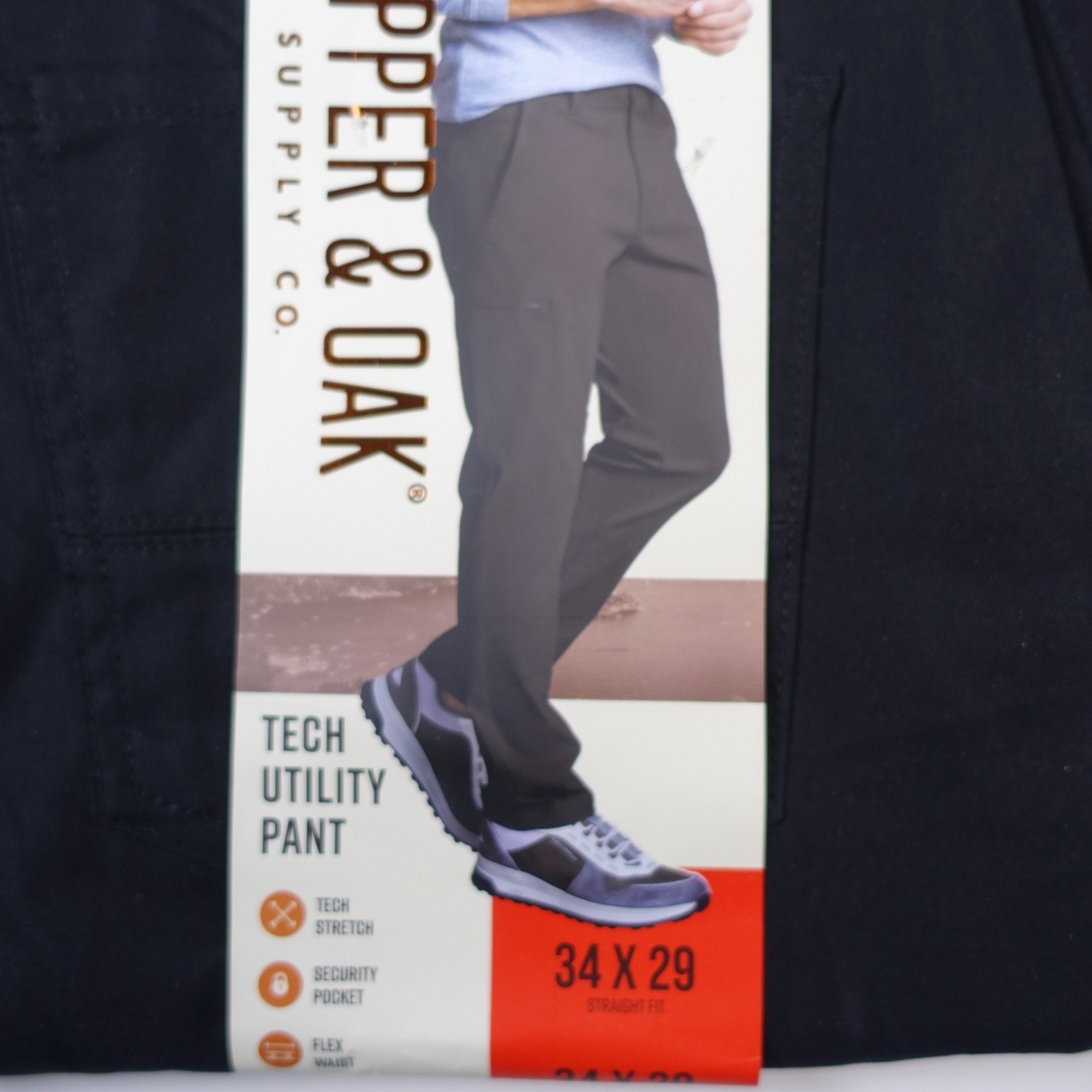 Copper and Oak Supply Co Utility Pants Men 34×29 Black Straight Fit Tech Stretch