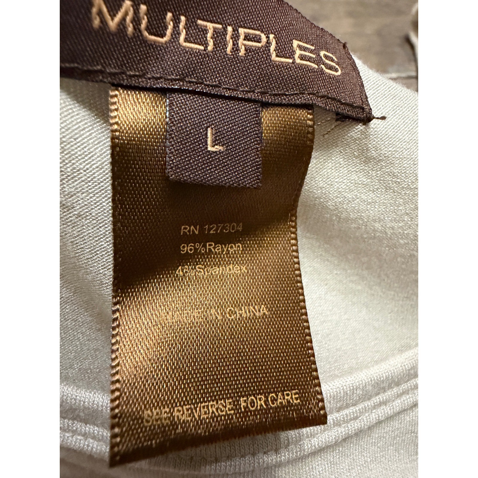 Multiples Womens Large Beige Scoop Neck Sleeveless Tank Top Rayon Spandex NWT
