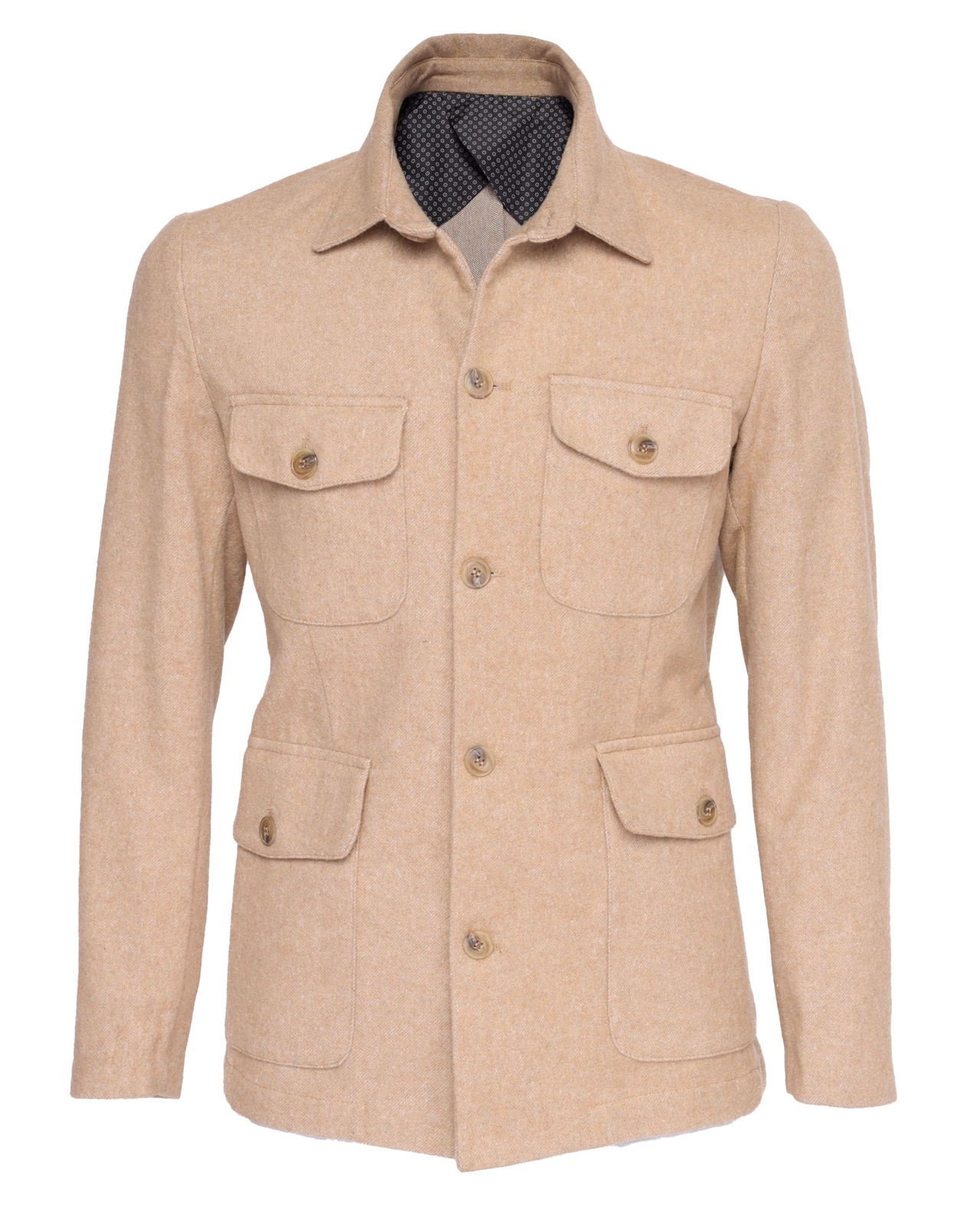 NWT EZZELINO FIELD JACKET beige cotton cashmere wool luxury Italy M