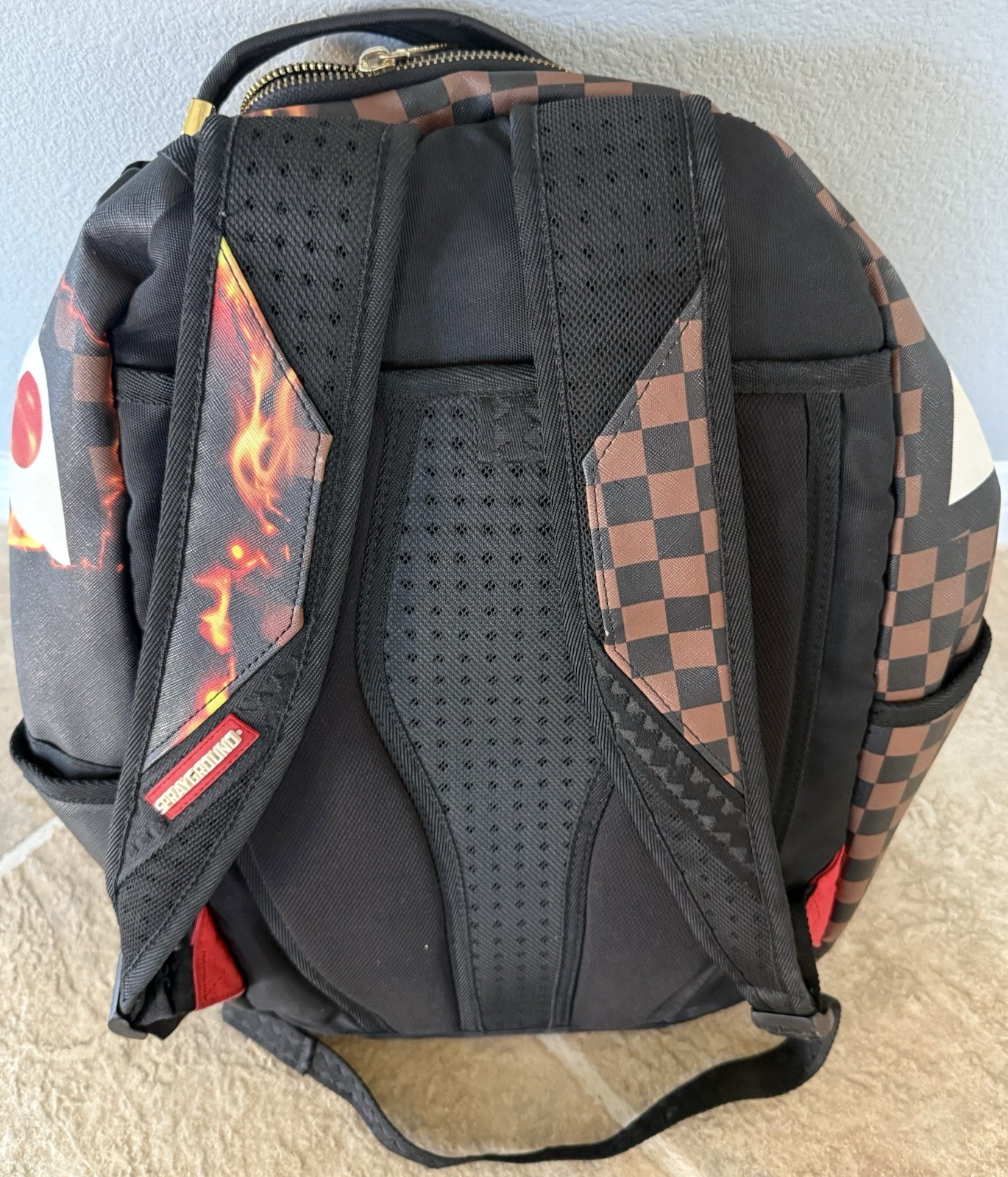 Sprayground Shark Backpack Brown Checkered Limited Edition Rare – Broken Zipper
