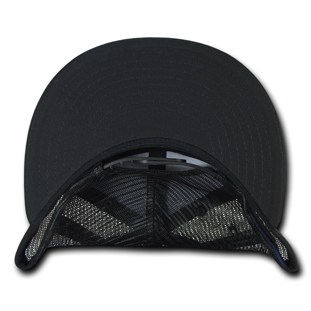 7 Panel Trucker Hat – Black 100% Cotton Cap (Decky 1133-BLK, New with Tags)
