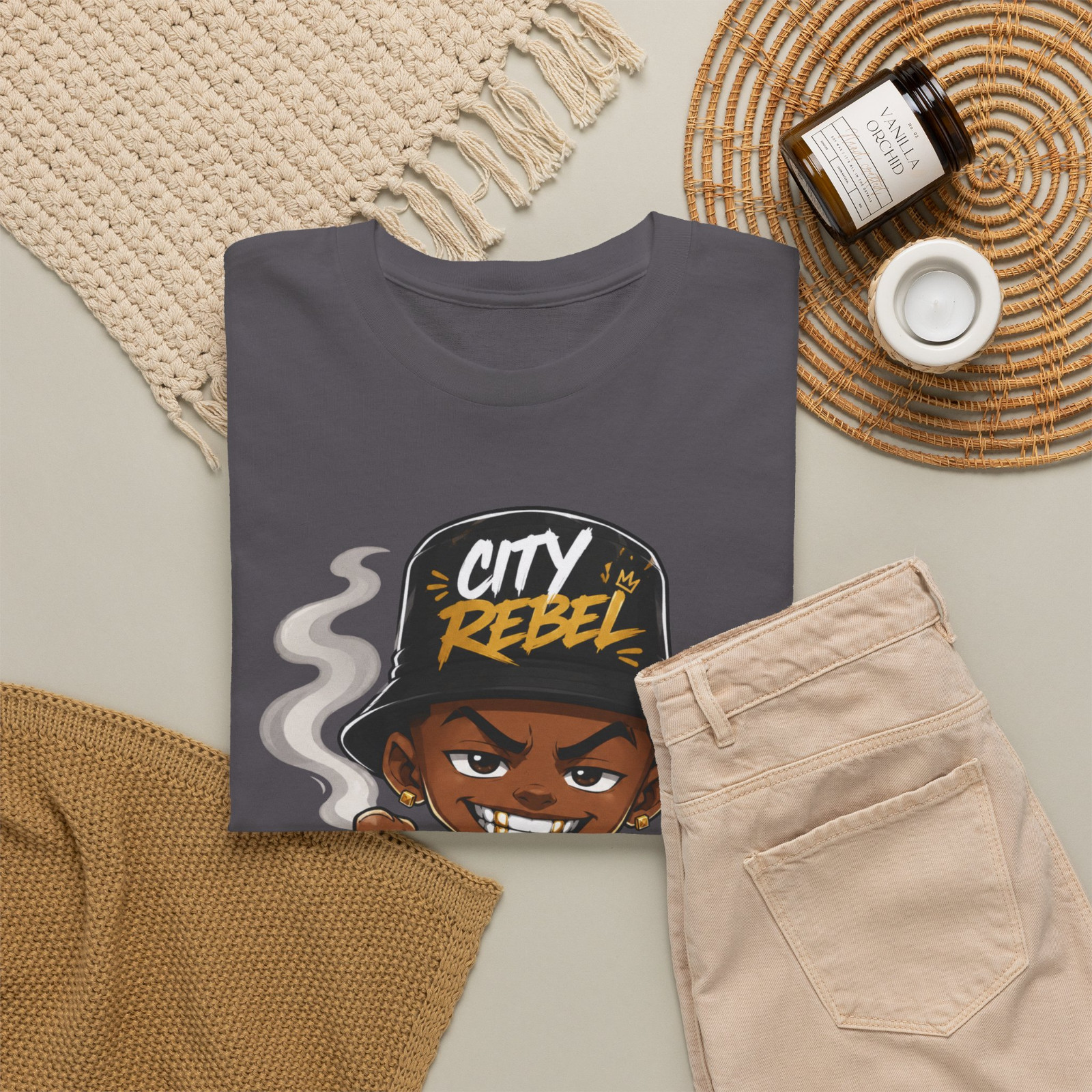 City Rebel Own The Block Cartoon Graphic T-Shirt