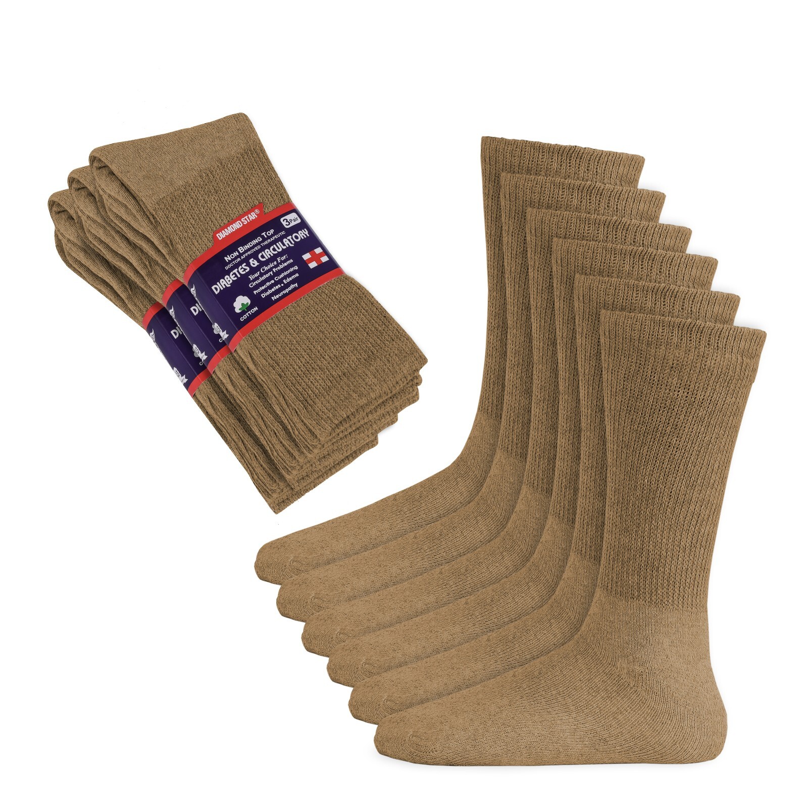 12 Pairs Diabetic Socks Mens Crew Diabetic Size 9-11 10- 13 13-15 health socks