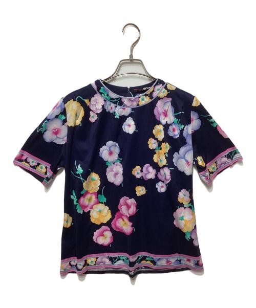 Laonard Women’s All-Over Pattern Cotton T-Shirt Navy M