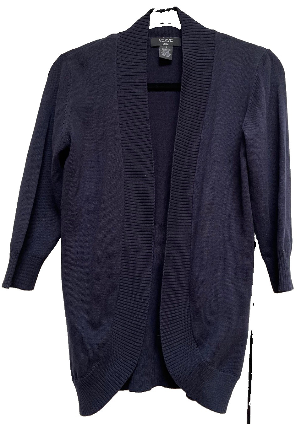 Verve Ami Navy Shrug Open Front Sweater 3/4 Sleeve Women’s Size S