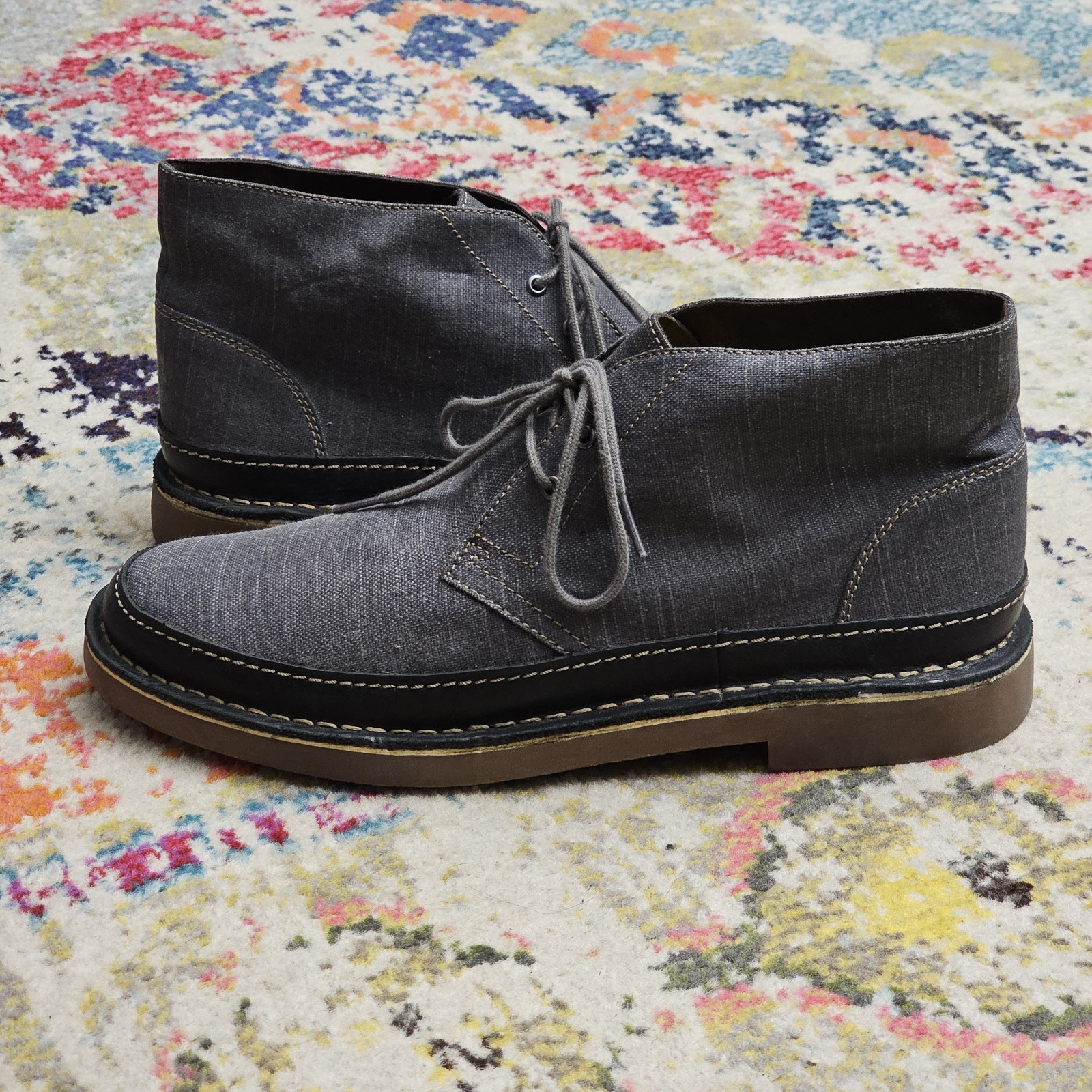 CLARKS Men’s Size 11.5 BUSHACRE RAND Chukka Ankle Boots Gray Lace Up Shoes