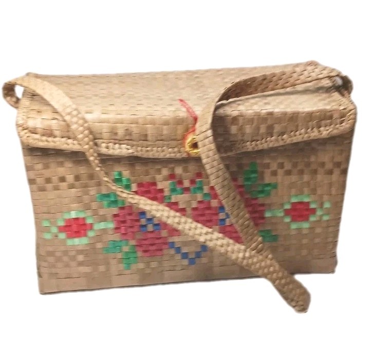 Hand Woven Lauhala Purse: Micronesian Island Kosrae Purse Crossbody Bag FLAW