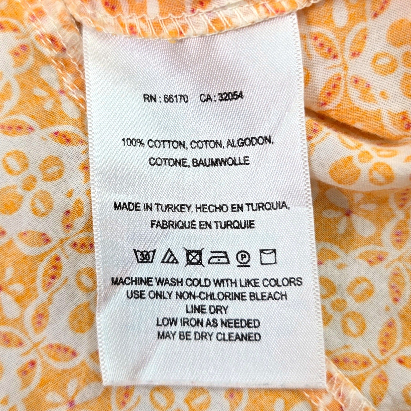 Maeve Anthropologie Button Down Women 2(S) Orange Cotton Geometric Boho Shirt