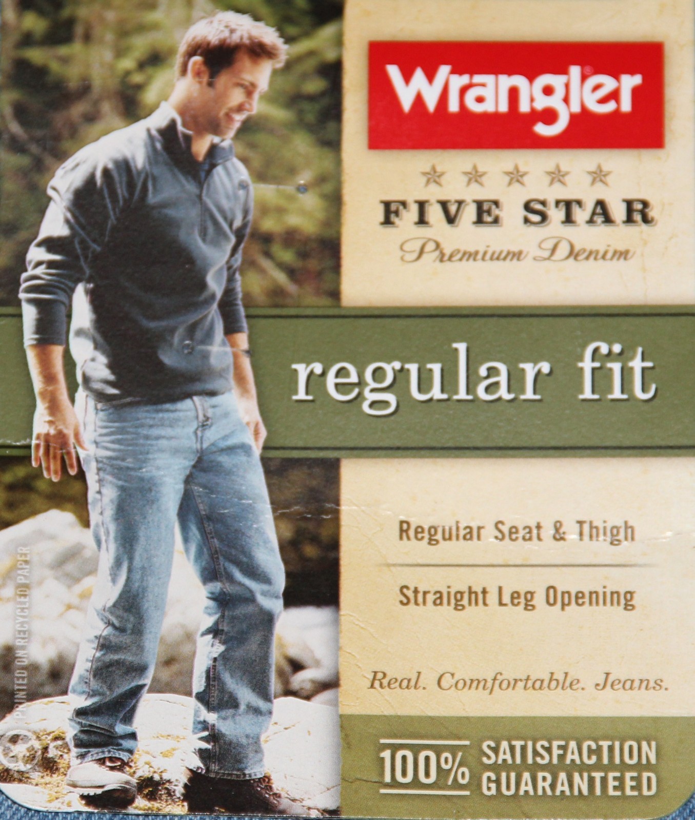 New Wrangler Five Star Regular Fit Jeans Men’s Sizes Five Colors 100% Cotton
