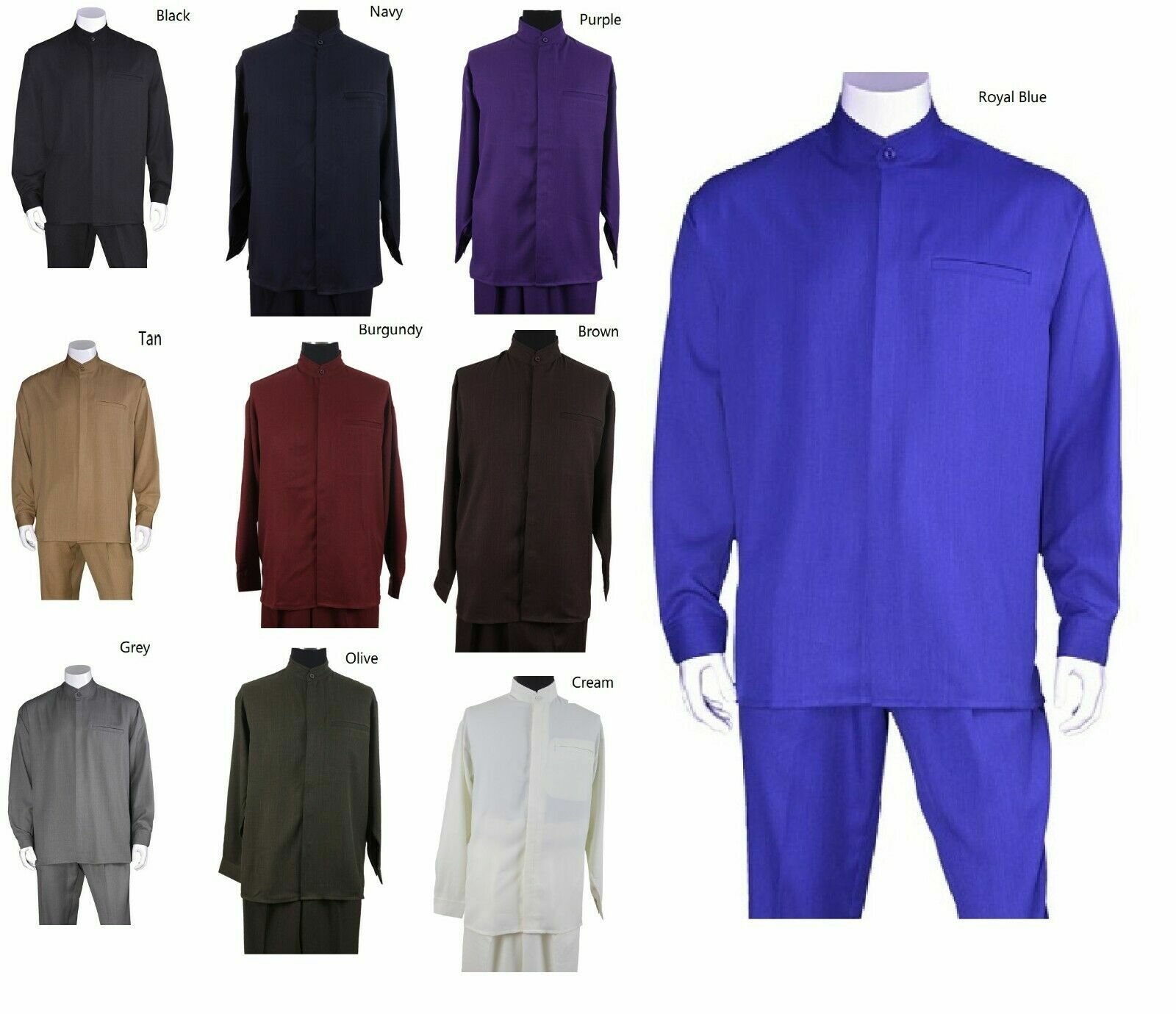 New MEN’S BAND COLLAR LONG SLEEVE TWO PIECE SETS CASUAL WALKING SUITS M2826