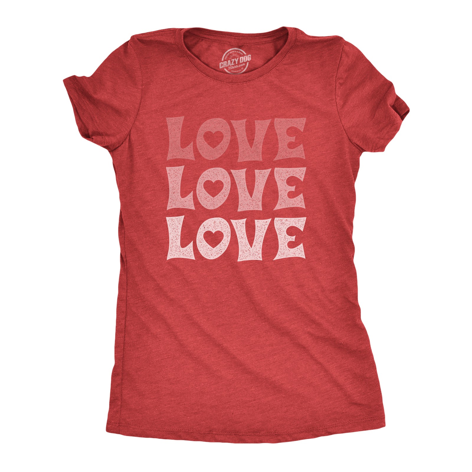 Womens Love Love Love T Shirt Cute Hearts Valentines Day Graphic Novelty Tee for