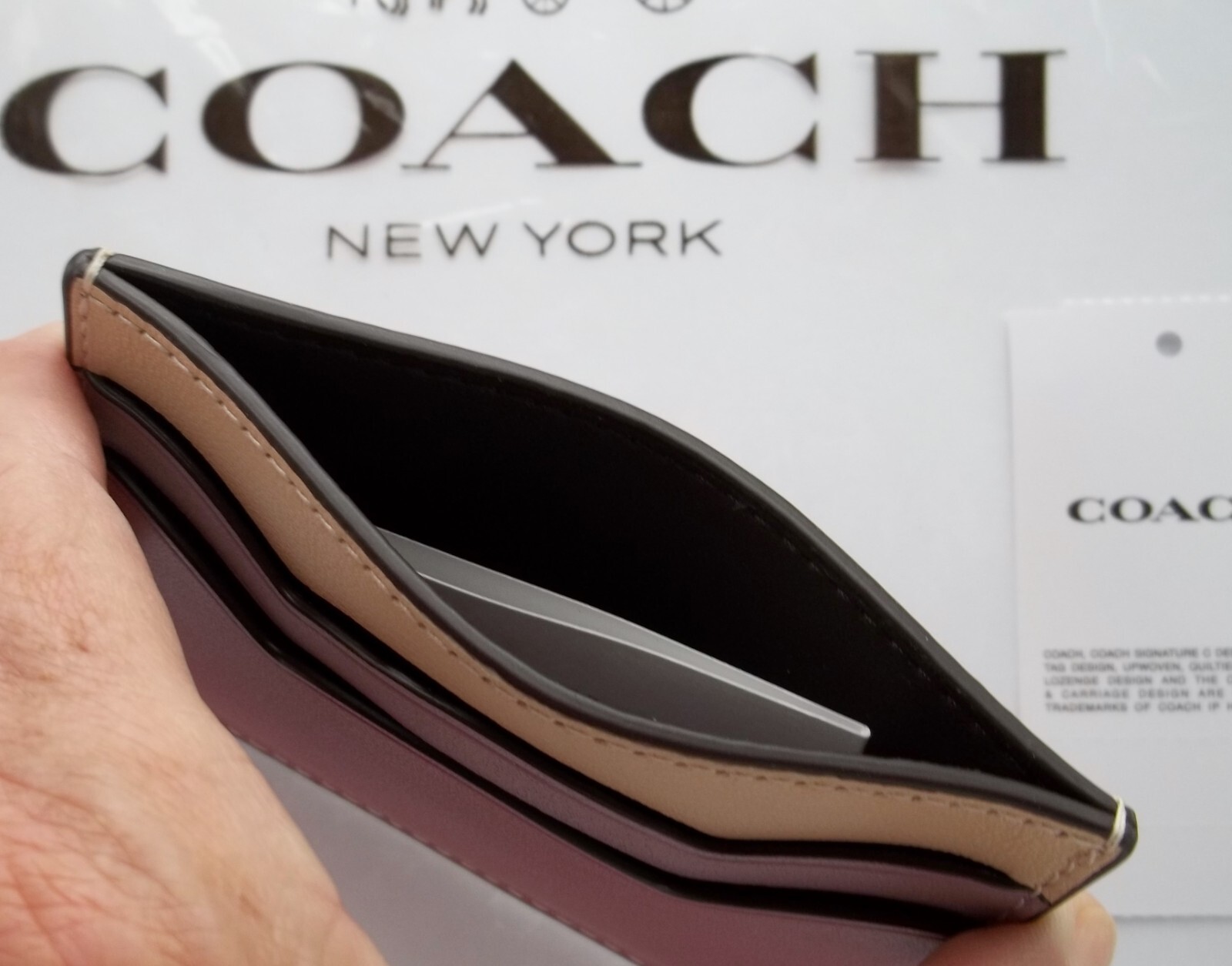 ❤ COACH Women’s Petal Card Coin Case Smooth Leather Light Raspberry Multi CW923