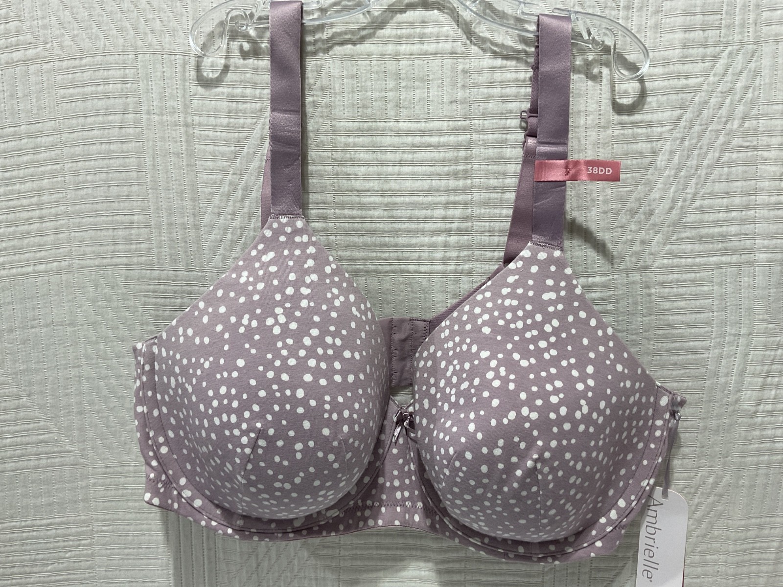 ambrielle organic cotton full coverage bra lavender abby dot ast sizes