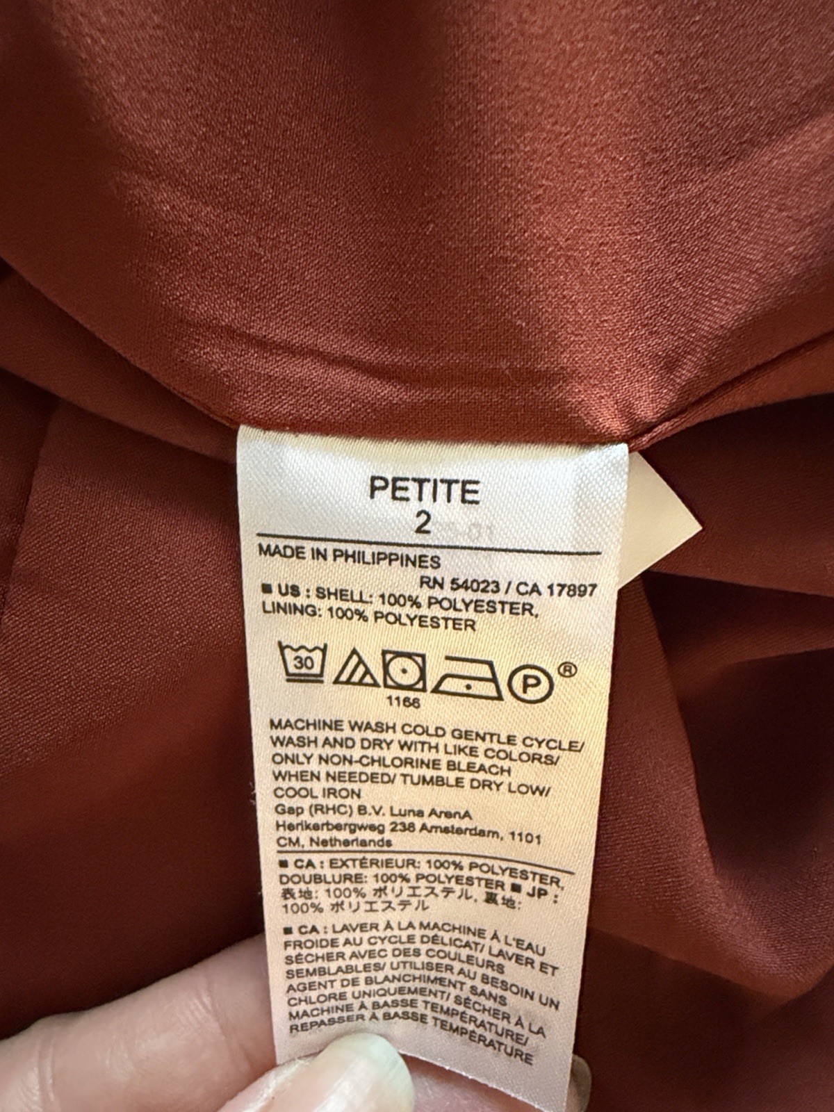 Banana Republic Rust V-Neck Short Sleeve Knee Length Pencil Dress Petite 2