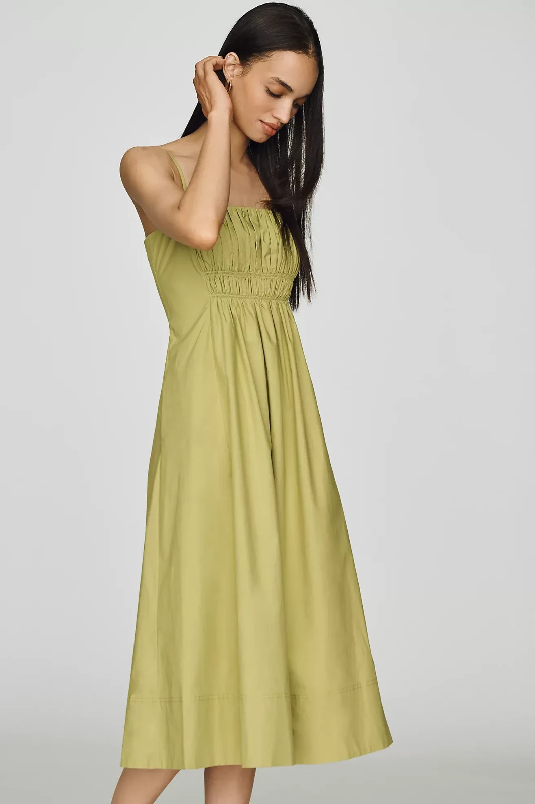 Anthropologie- Maeve Cotton Ruched Midi Dress