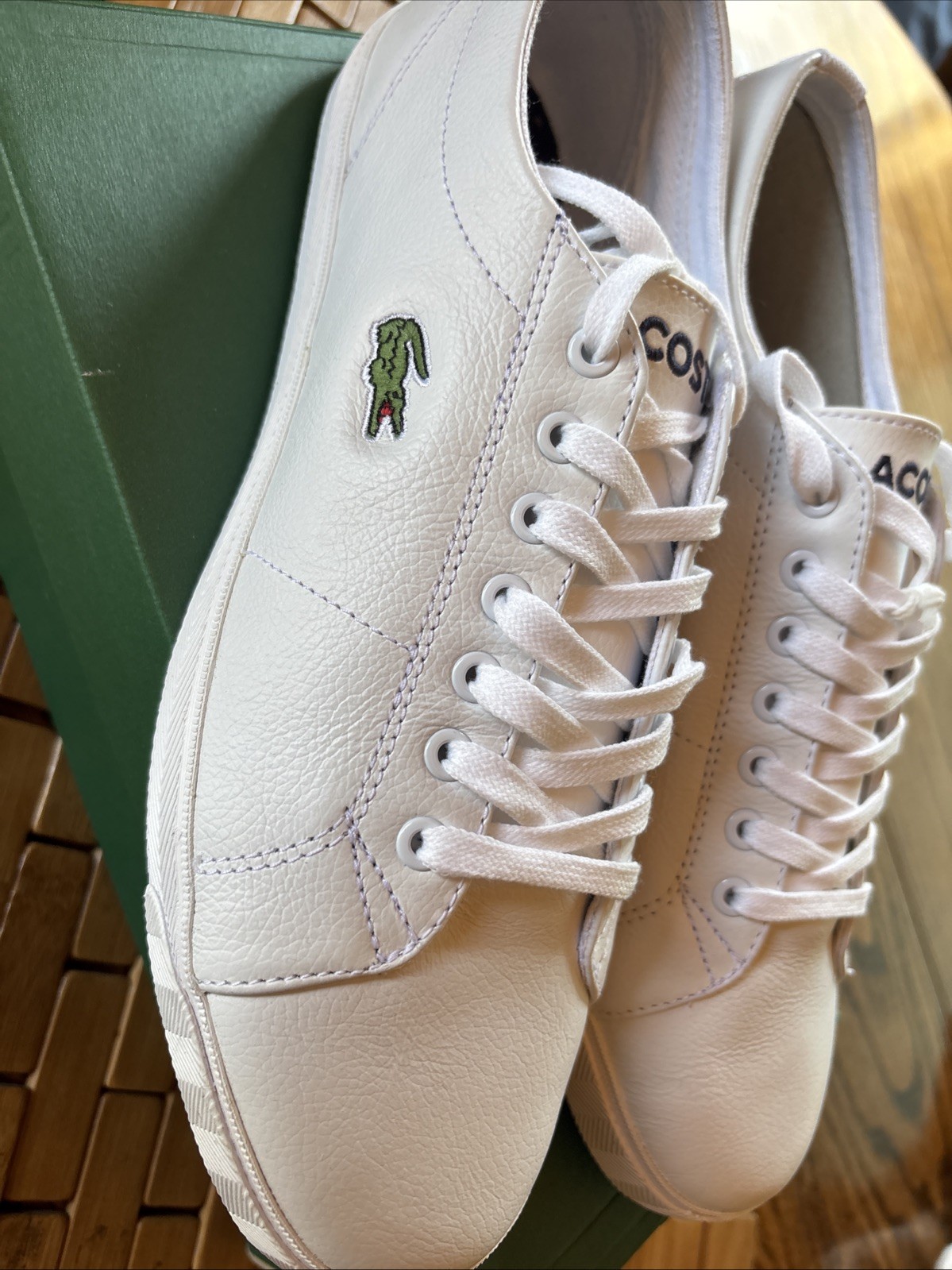 Lacoste Powercourt 125 2 SMA Mens White Leather Lifestyle Sneakers Shoes