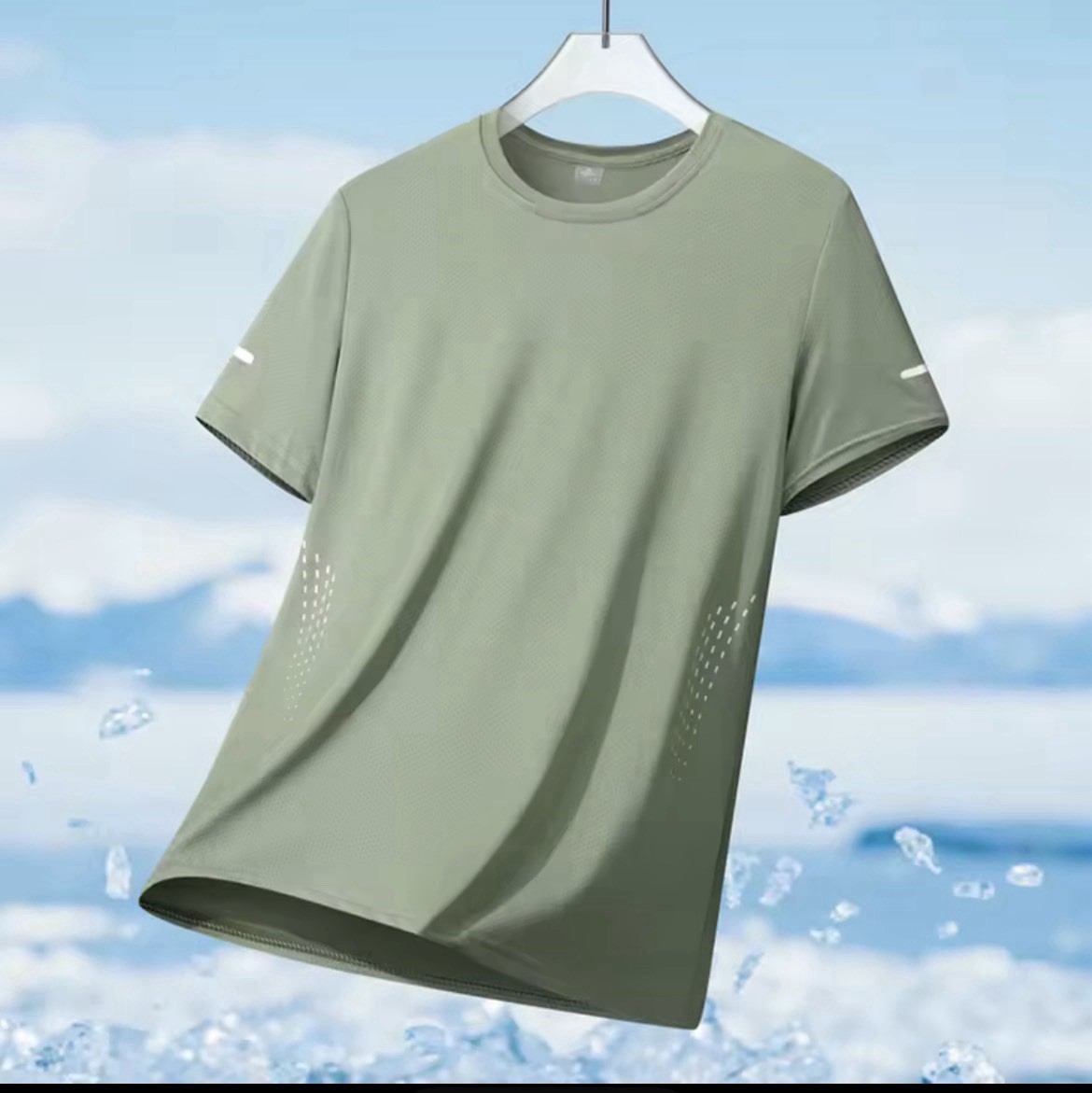 Men Running T-Shirt Ice Silk Quick Dry Breathable Reflective Sports 5XL