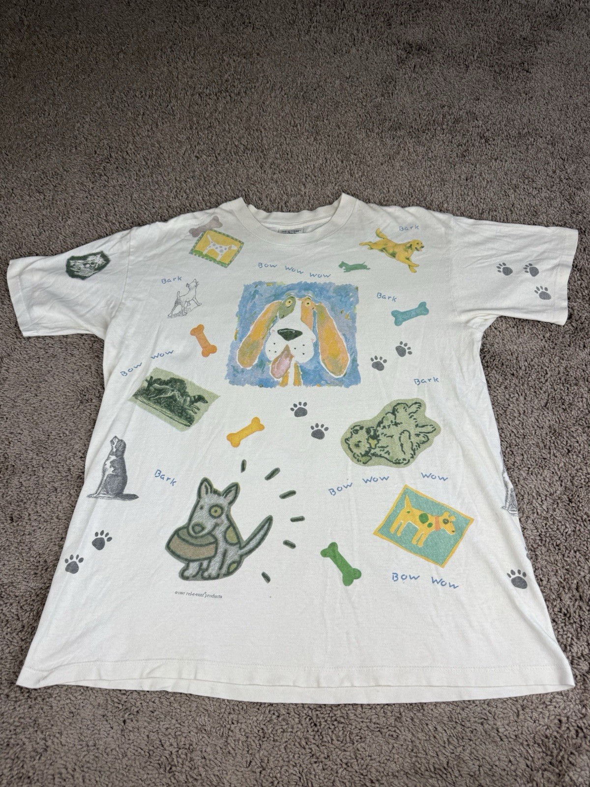 Dog T Shirt Vintage 90s Novelty All Over Print