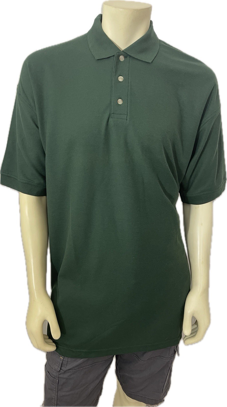 Blue Generation Polo Shirt Men’s Teflon Dark Green Short Sleeve Size L