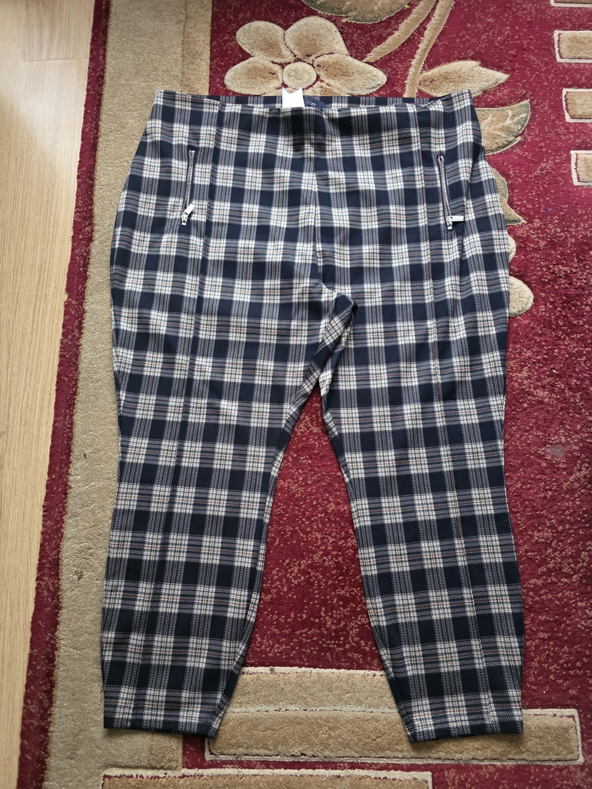 Next Women’s Checked Trousers Size 24R Blue Mix New with Tags