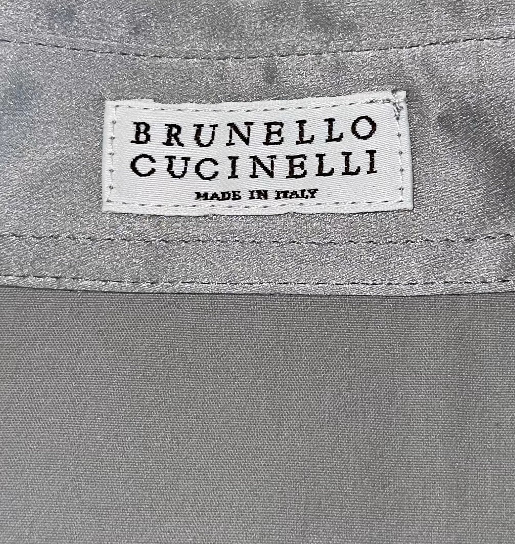 BRUNELLO CUCINELLI Womens XL Button-Up Blouse w/ Beaded Embellishment Gray Italy