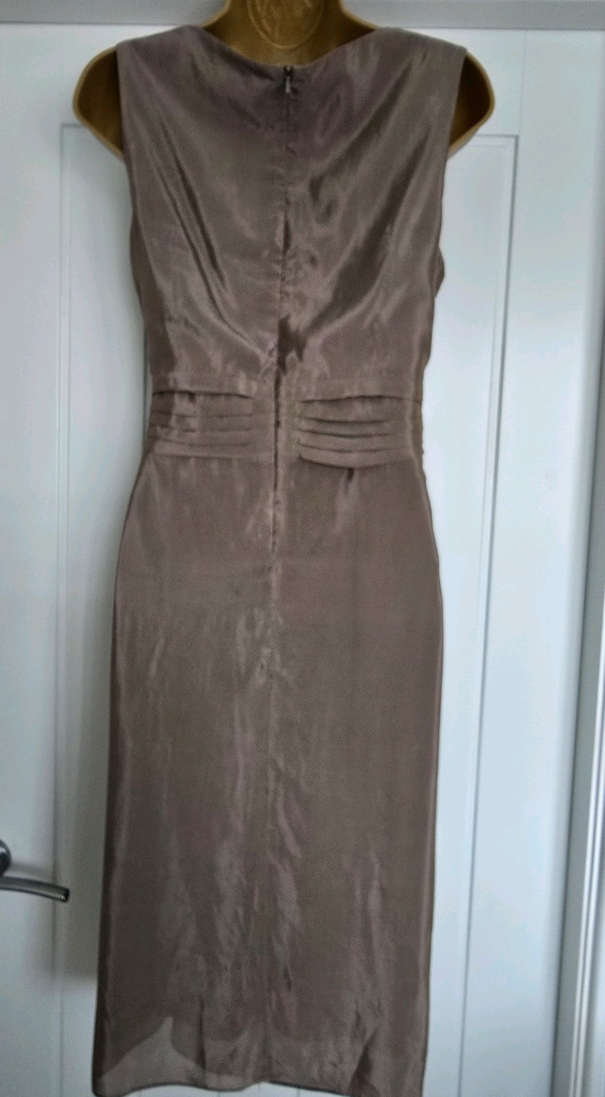 Phase Eight Taupe Silky Wedding Occasion Dress Size 12