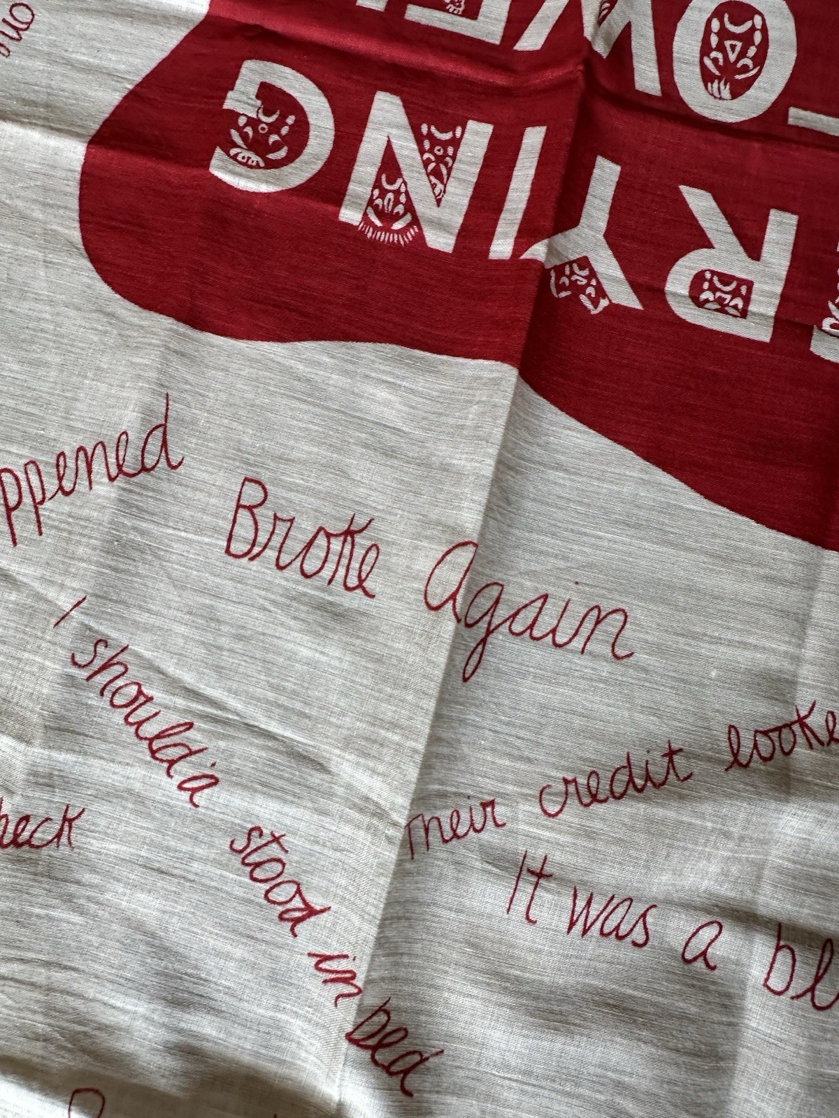 NOS 1950s Symphony ‘Crying Towel’ Novelty Political Bandana Humor Scarf Red VTG