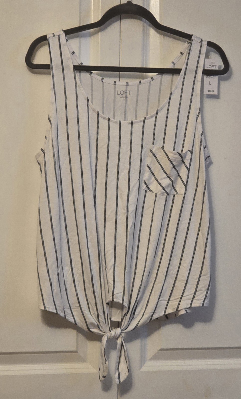 Loft Outlet Ladies size Large Black & White Sleeveless Striped Shirt New