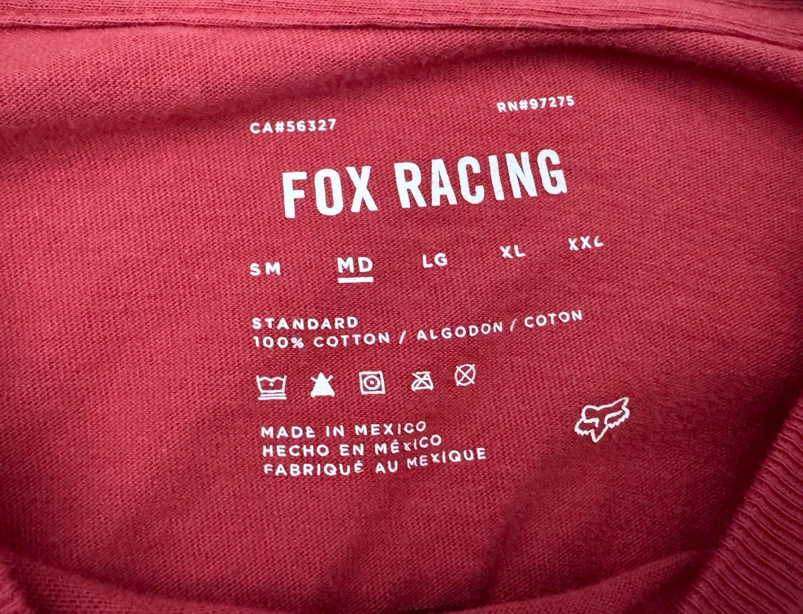 Fox Racing Honda Red Graphic Print Crew Neck Short Sleeve Cotton Knit T-Shirt M