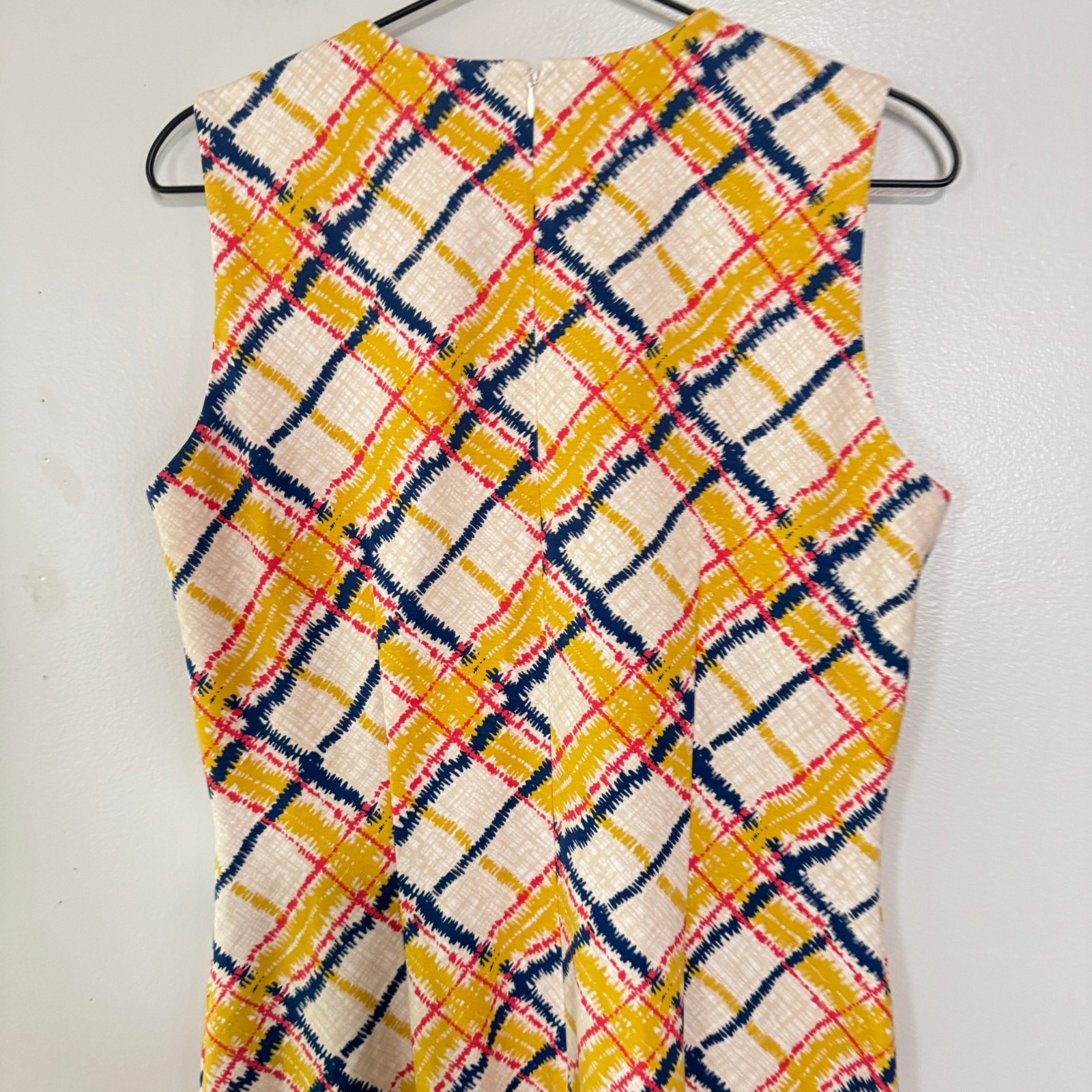 NEW J. McLaughlin Devon Sleeveless Shift Dress Chalk Plaid Print Bainbridge M