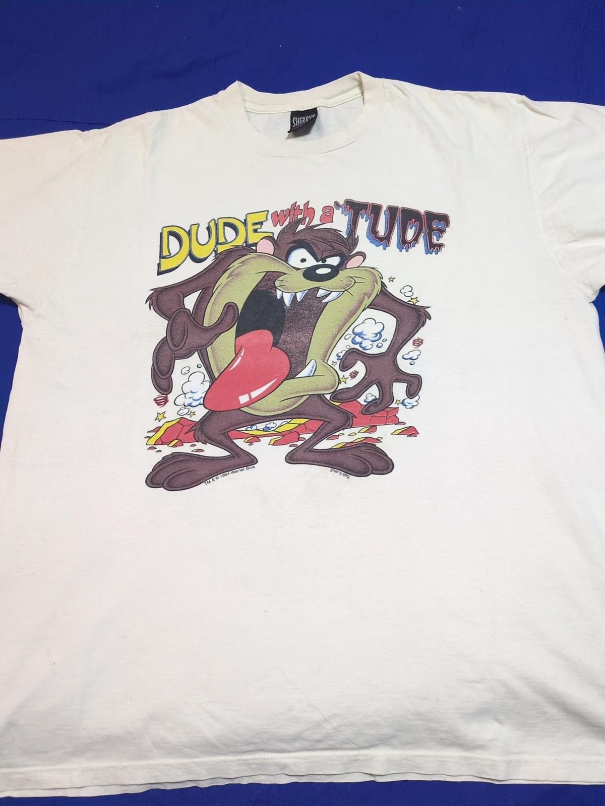 Vintage Sherry’s Best Shirt Mens XL White Taz Dude With A Tude Graphic 1994 90s