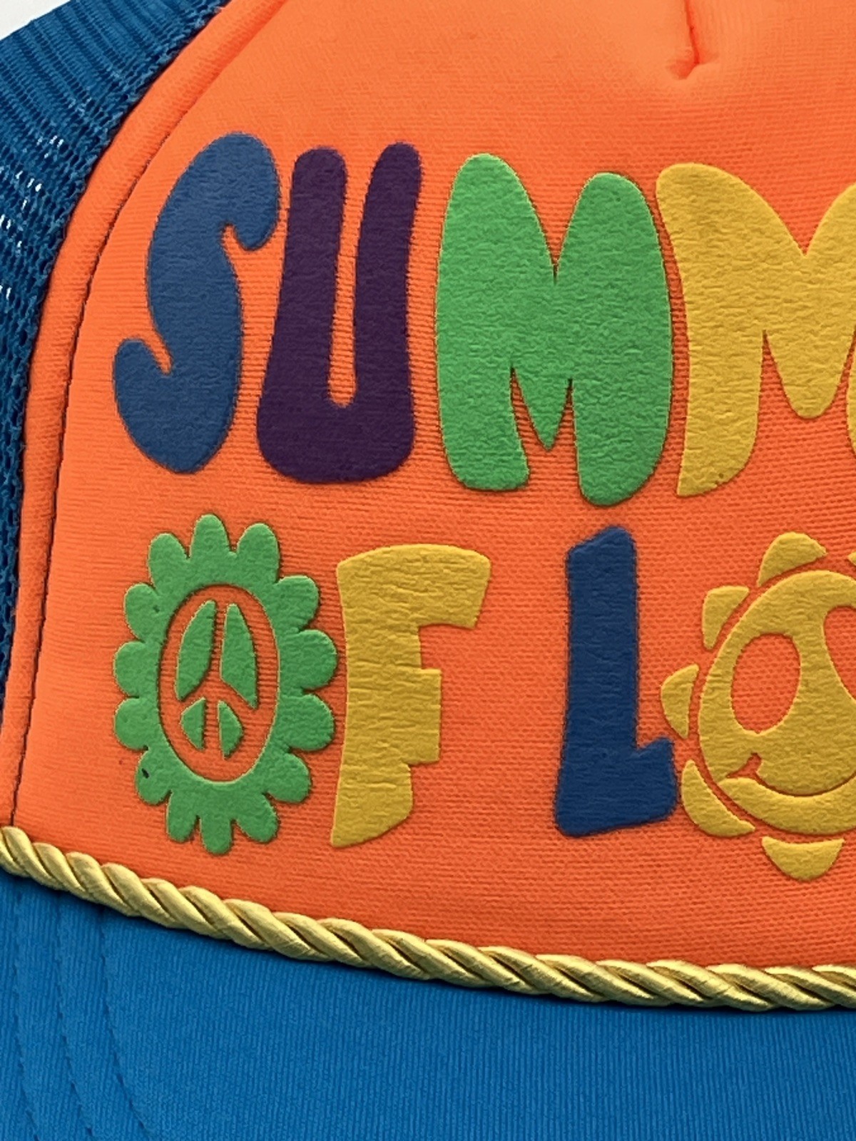 Summer Of Love Trucker Mesh Hat- Country-NWT- Peace Sign- Flower- Multi Color