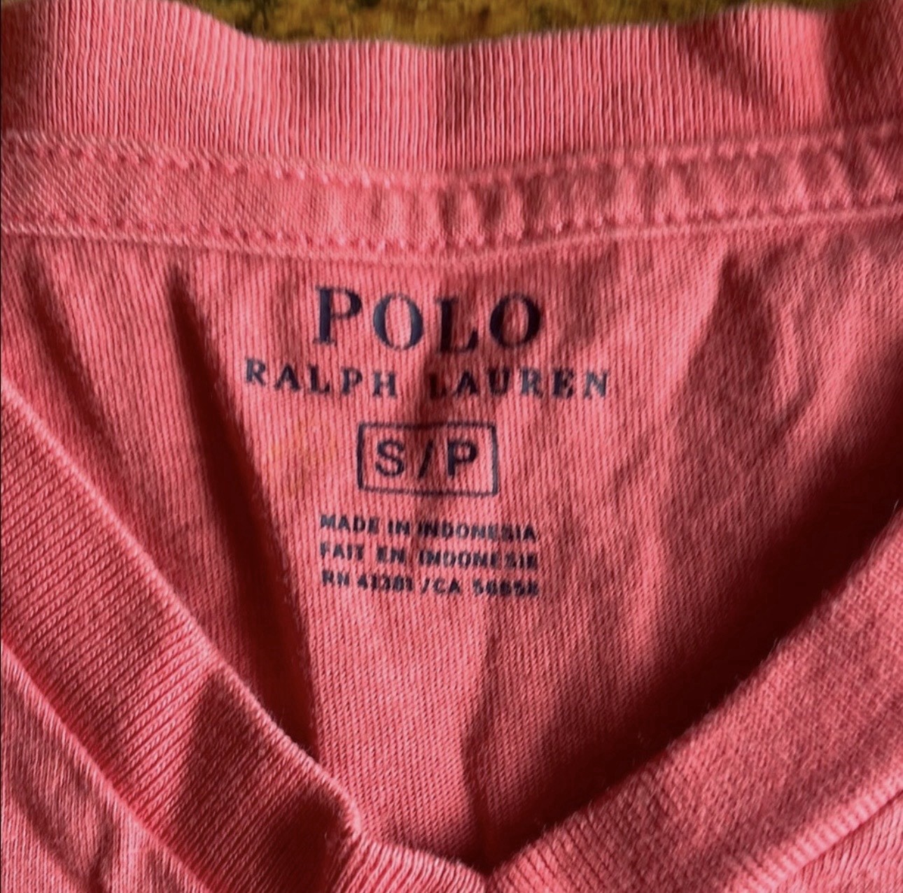 Polo Ralph Lauren Solid V-Neck Embroidered Logo Jersey Tee Short Sleeve S Pink