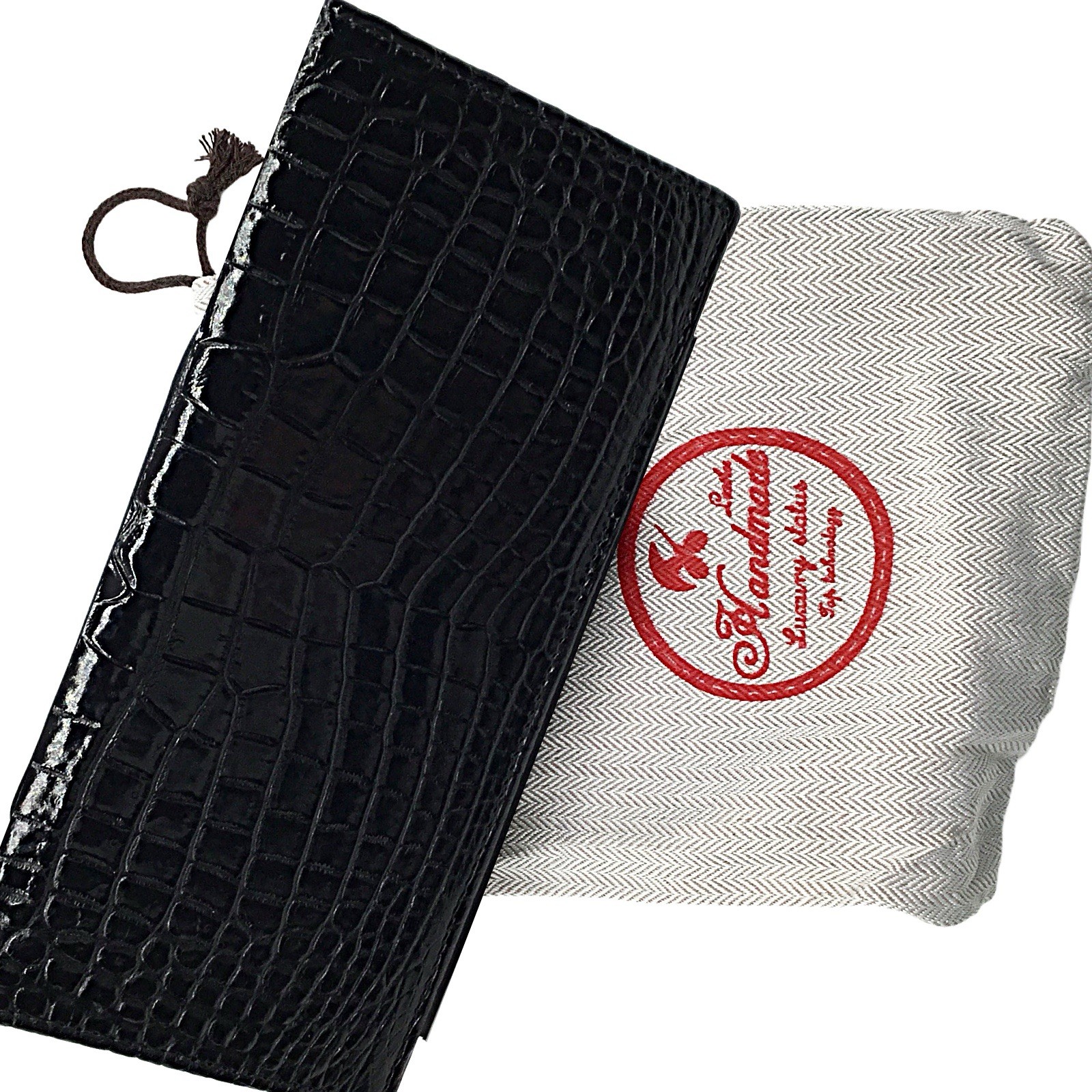 Genuine Crocodile Skin Long Bifold Wallet Exotic Full-Grain Leather Inside & Out
