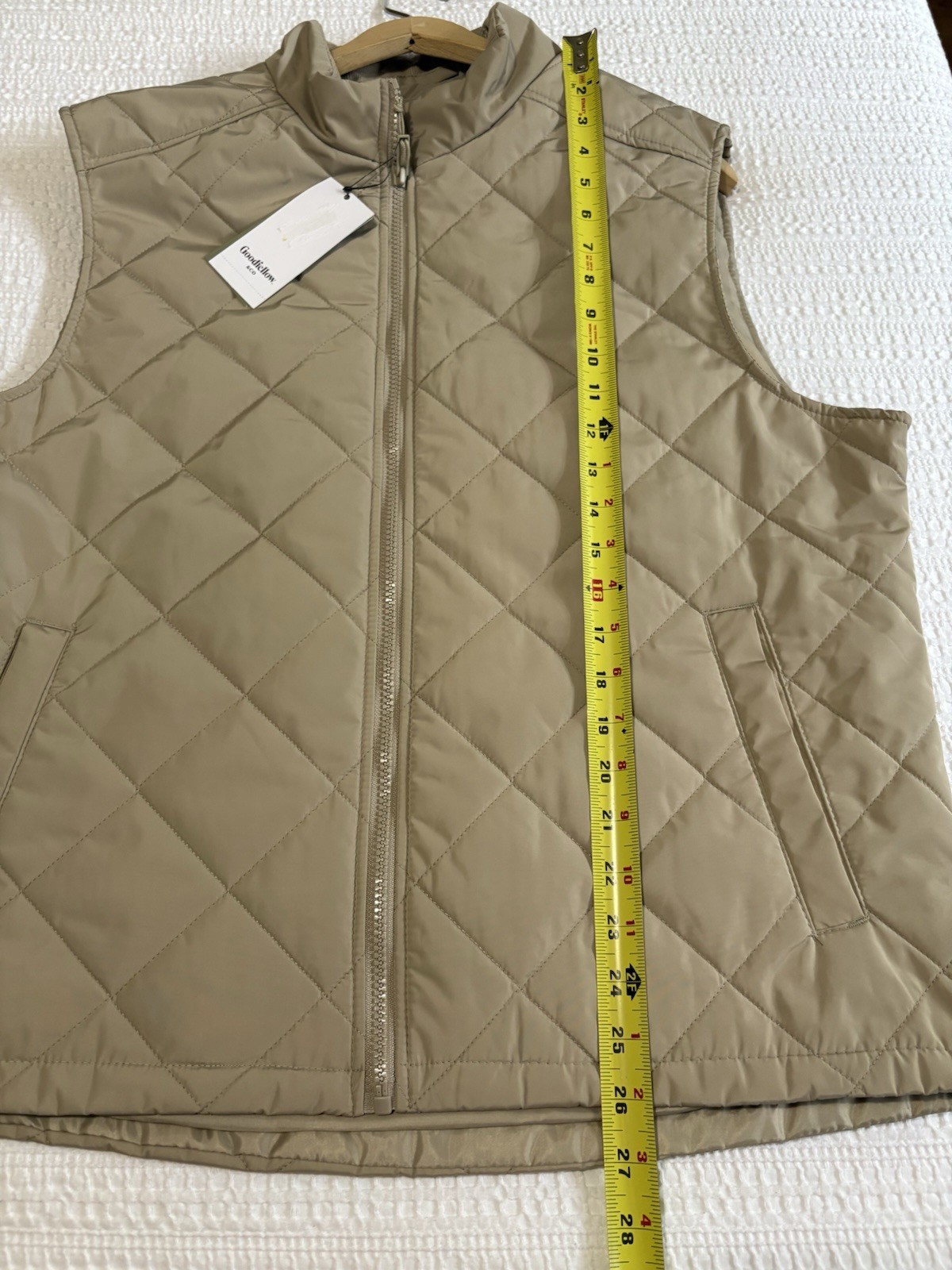 Goodfellow & Co Mens Large Quilted Puffer Vest New With Tags Tan Full Zip