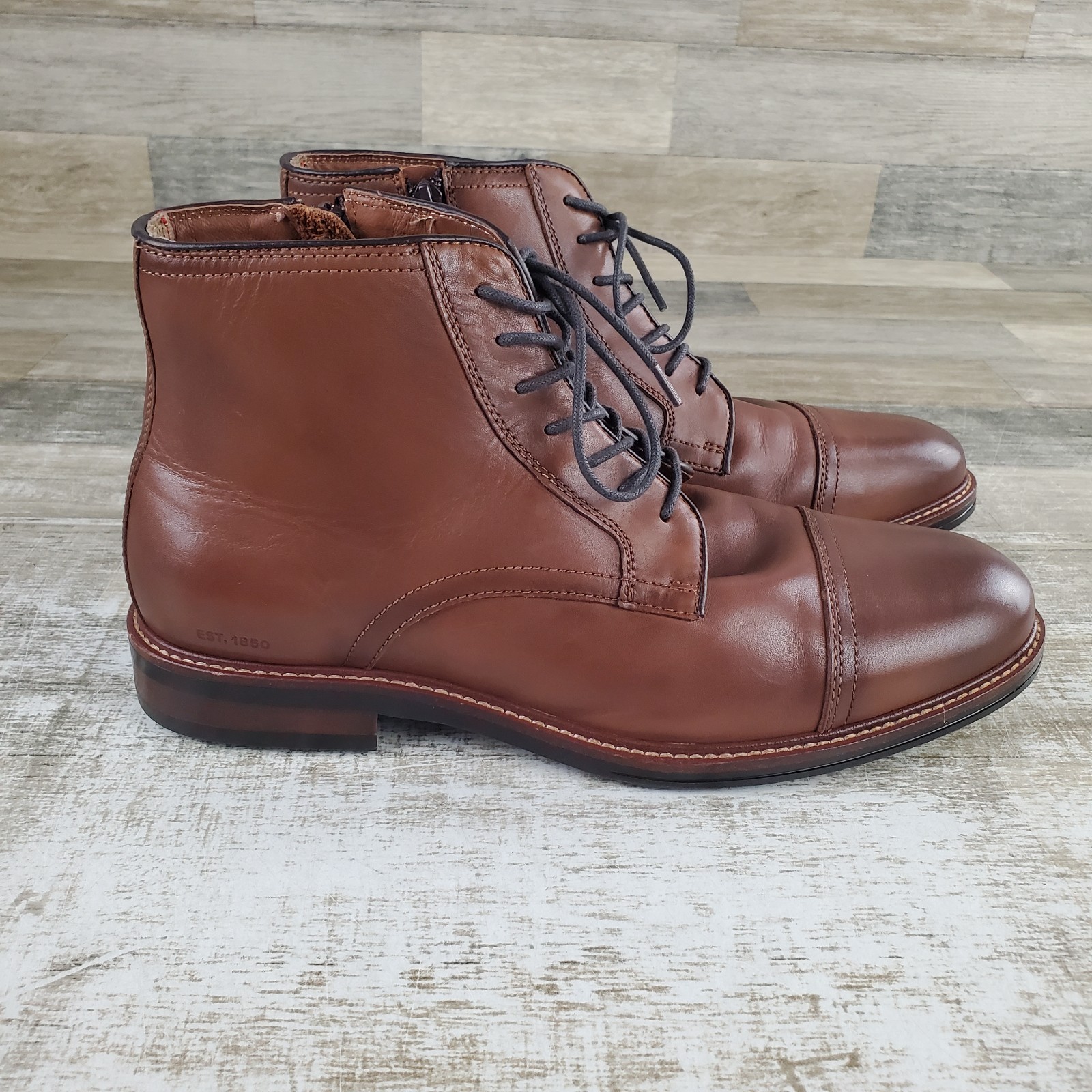 Johnston & Murphy XC+ Durham Mens Boot Sz 11.5 M Cognac Grain Leather *read*