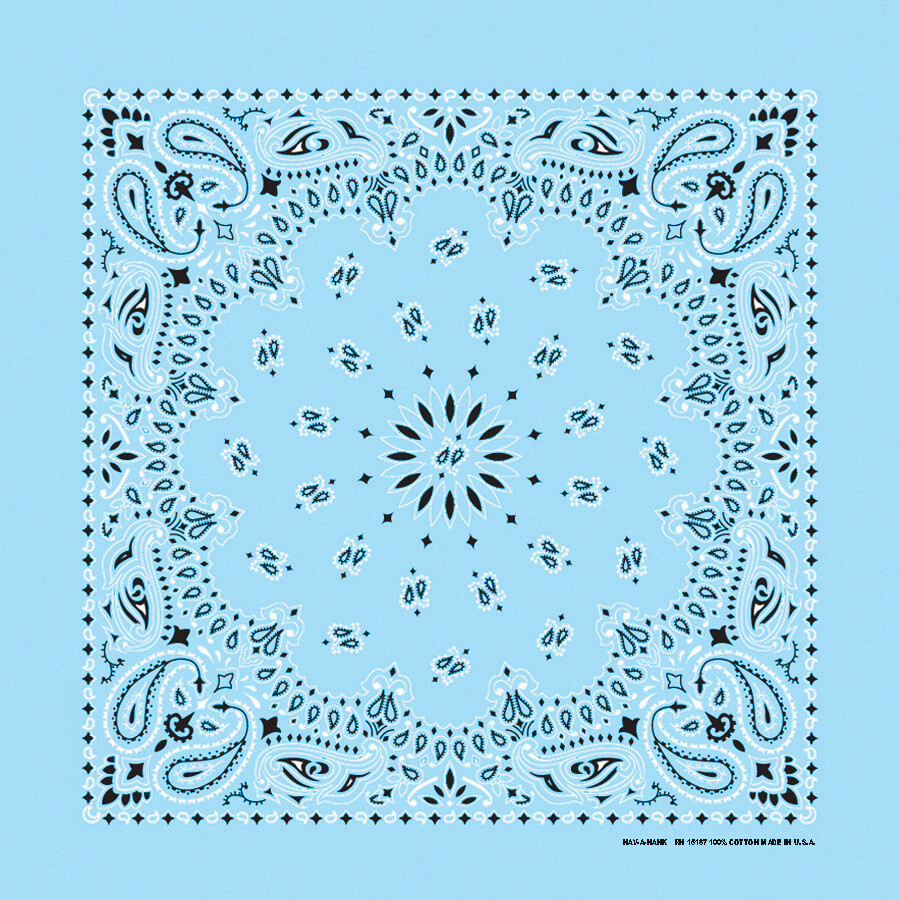 Carolina Creative Bandanna (Light Blue) Paisley Print 22″ x 22″ Hav-A-Hank