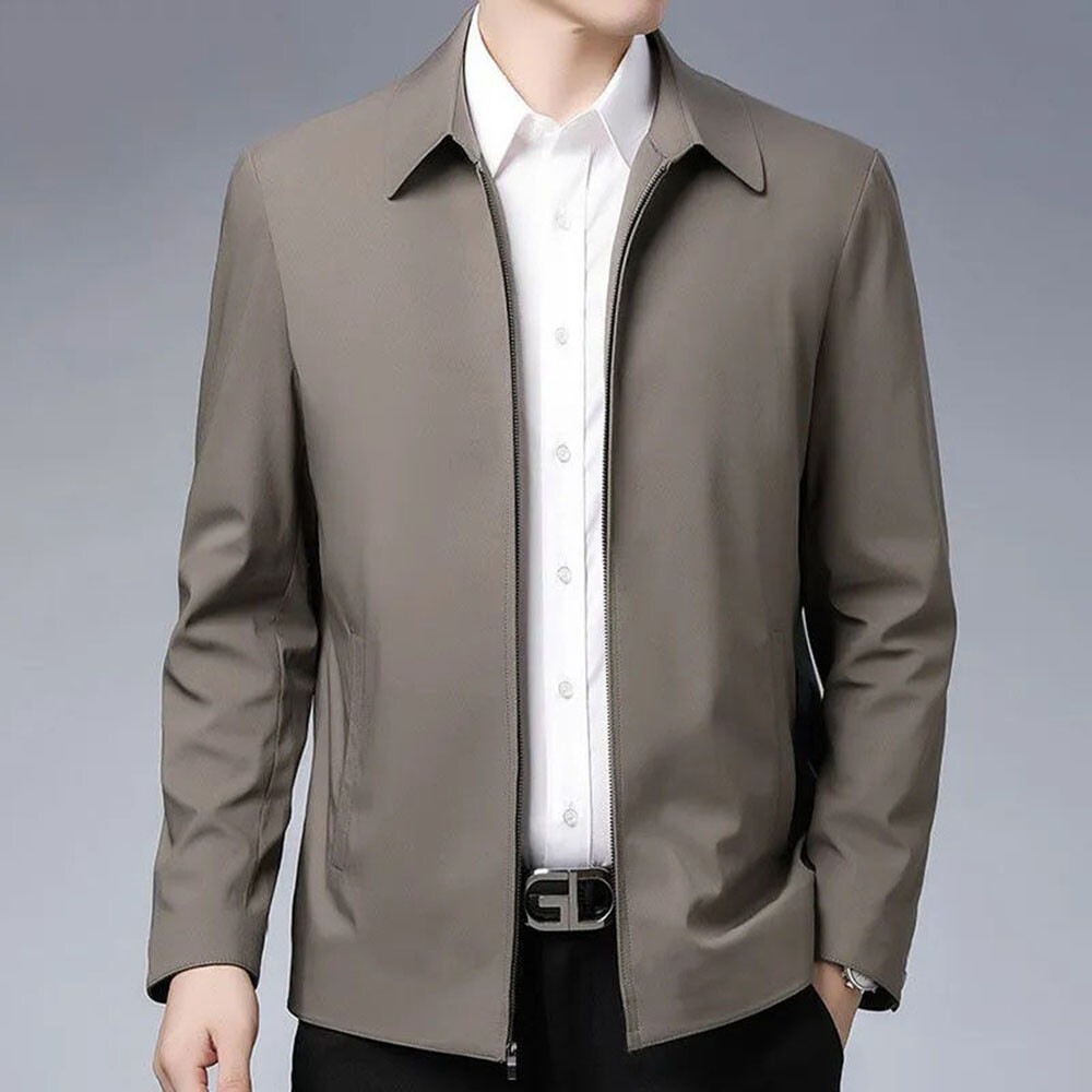 Men Turn-down Collar Coat Jackets Tops Business Autumn Spring Zipper Outwear【ML】