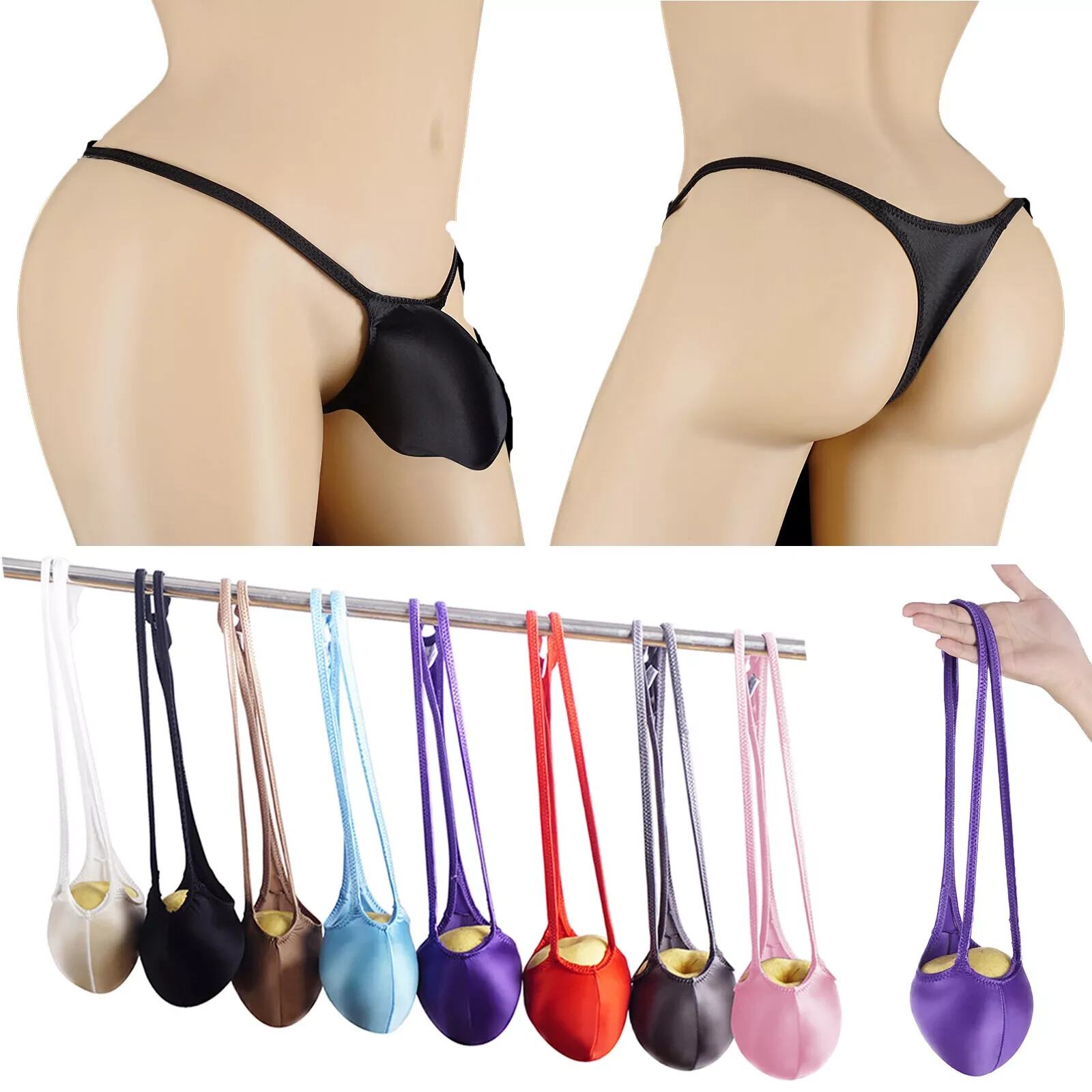 MENS SEXY OIL GLOSS GRAPE SMUGGLERS MICRO THONG-SKY BLUE (MEDIUM 28-32)
