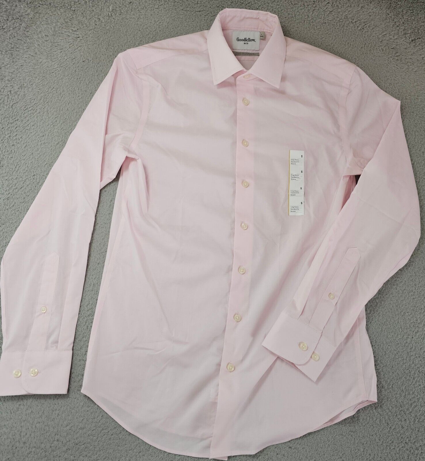 Goodfellow Shirt Mens Small 14-14.5 Pink Stretch Cotton Button Up Long Sleeve