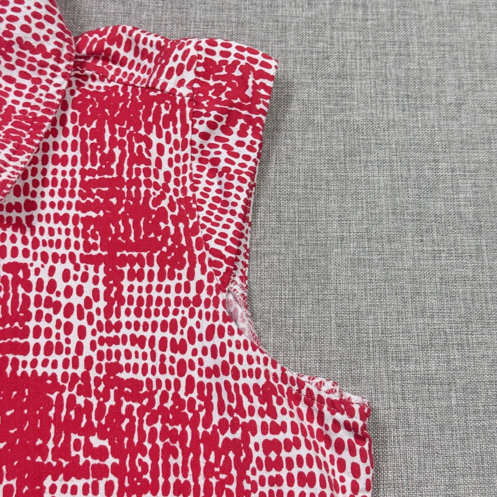 IBKUL 1/4 Zip Geometric Sleeveless Polo Womens Large Red Sleeveless Stretch