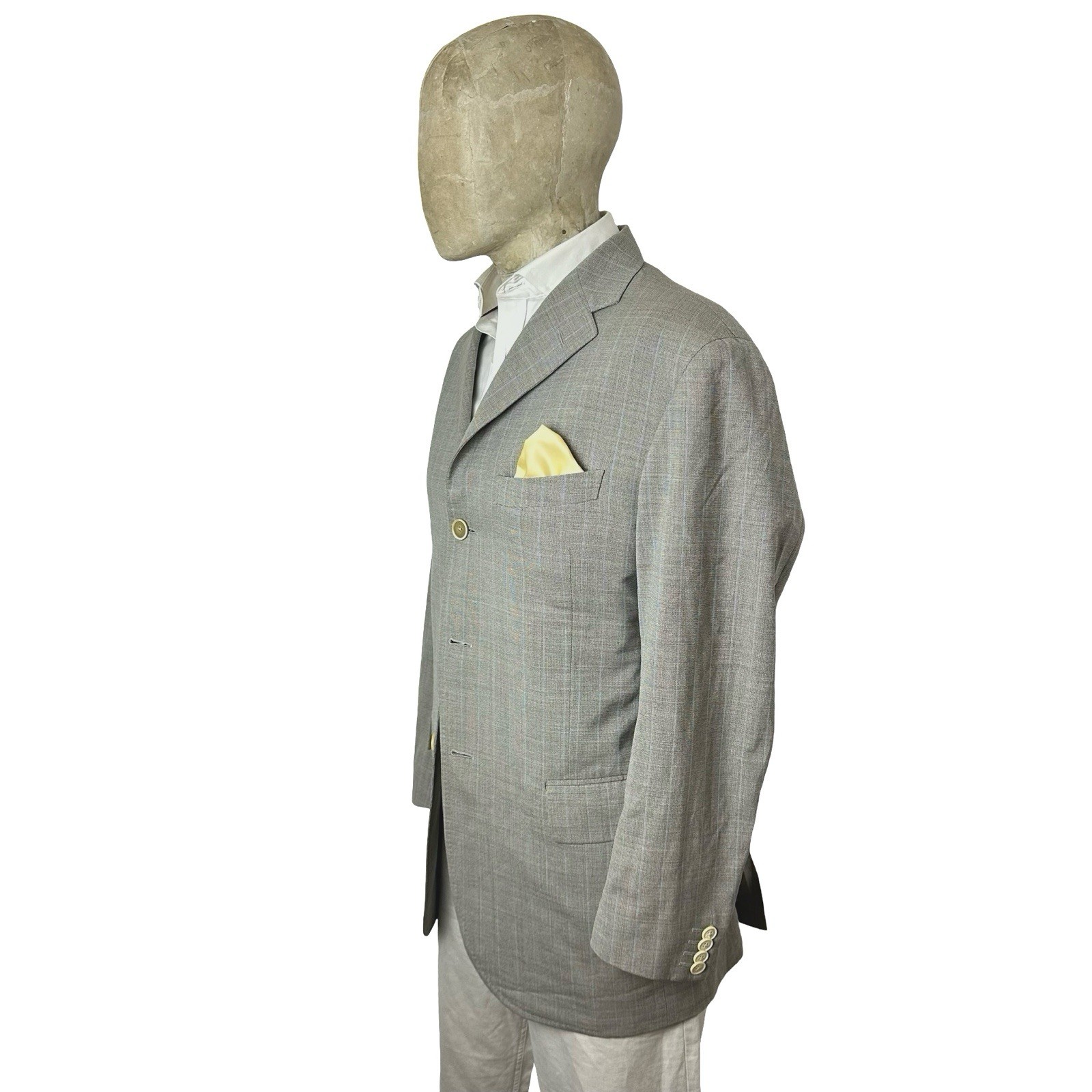 Corneliani Blazer Jacket 40” Wool Summer Grey Check Sport Coat Men’s Italian