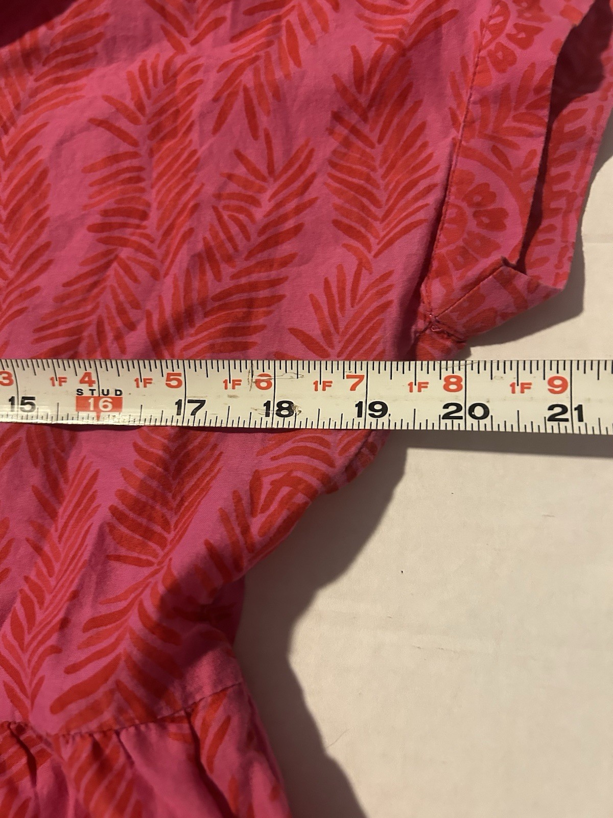 Vineyard Vines Raspberry Pink Rose Tiered Tassel Top Palm Leaf Print S Peplum