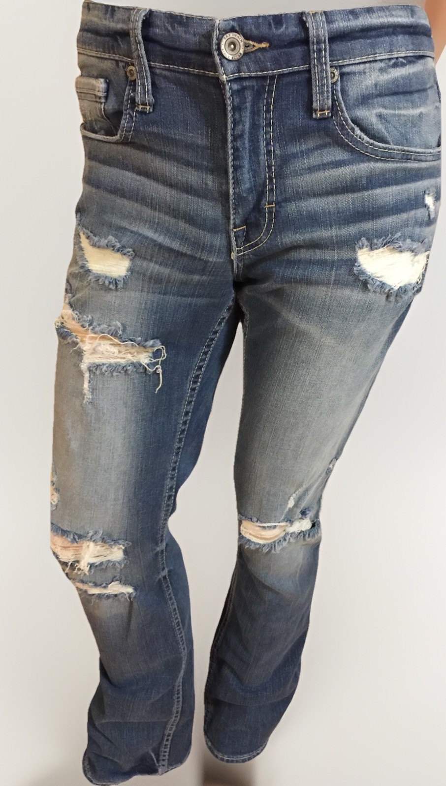 BKE Men 29×34 Jake Blue Jean 99% Cotton 1% Spandex Flex ABP15298 Distressed