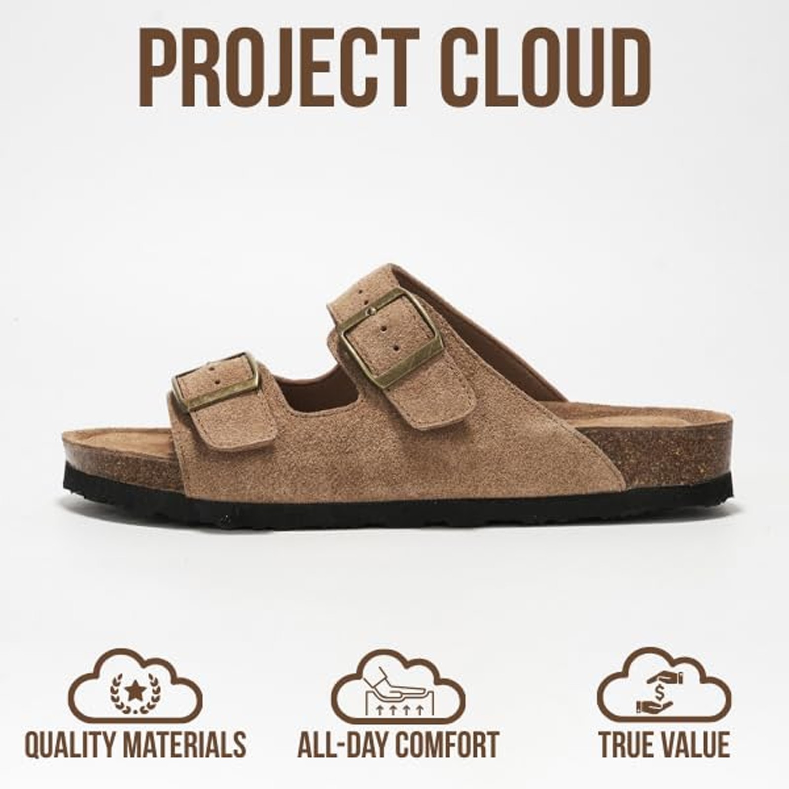 Project Cloud Women’s, Leather Womens Sandals, Memory Foam, Lightweight,Non-Slip