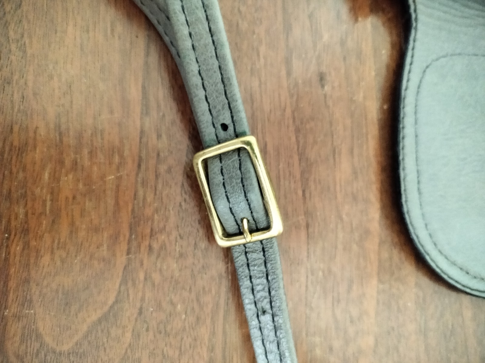 Manatee Gray Leather Mini Purse/35 In/Wear Around Neck Or Around Waist