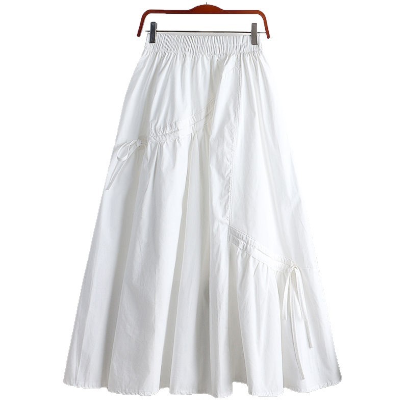 Irregularly Tied Mid-length Flared A-line Skirt