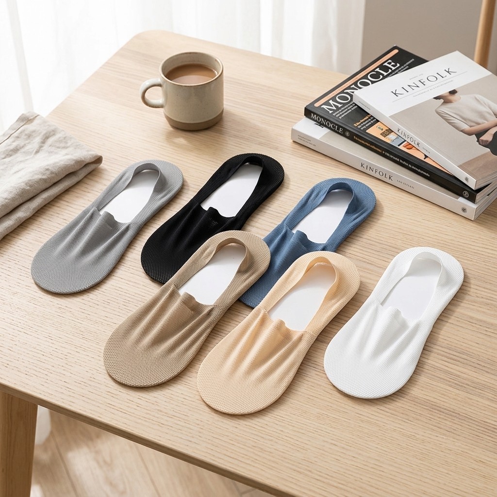 Breathable Ice Silk Low Cut Socks, 6Pairs Non Slip No Show Invisible Boat Socks